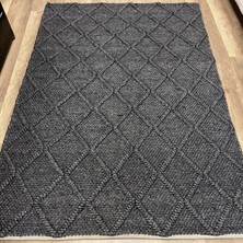 Eko Halı Jade Diamond Antrasit Xw Naturel Kazak Örgü Desenli El Dokuma Örgü Halı