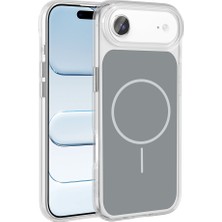 iPhone 17 Air Kılıf M-Safe Şarj Özellikli Metal Buton Tasarımlı Zore Ikonik Sert Silikon Kapak - Gri