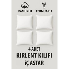 Suvay Pamuklu Fermuarlı Kırlent Kılıfı Iç Astar 4’lü Paket - 45X45 Kırlent Yastığı Iç Kılıfı Milt
