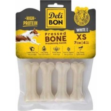 Delibon Deri Pres Kemik Köpek Ödülü Beyaz 7 cm (4'lü)