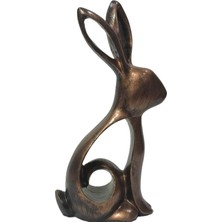 Şans Hediyelik Tavşan Biblo Heykel Dekoratif Obje 27X12CM Bakır