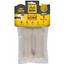 Delibon Deri Pres Kemik Köpek Ödülü Beyaz 12 cm (2'li)