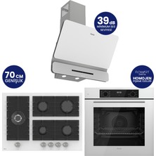 Ferre Flowart Digital 5 Gözlü Beyaz Cam Ankastre Set QBL63CB+BL136+D081-SA