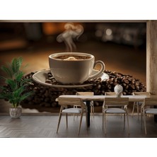 Grown Kahve Çekirdekleri ve Fincanlı Kafe Duvar Kağıdı