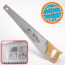 Nzb Pala Testere Ağaç Tahta Sunta Bağ Dal Kesme Budama Güçlü Çapraz Dişli Cetvel Ölçme Ahşap Saplı 50 cm