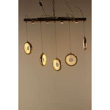 GN Gen Aydınlatma Görkemli Gold Kristal Işıltılı Halka Tasarım 5'li Sıralı Serisi Modern Avize