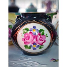 Manushum El Boyama Porselen Limoges Mini Balon Vazo-Siyah