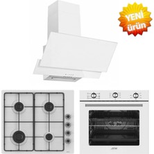 Ferre ve Afm Tech Markalı/ Arteo 6+1 Turbolu Beyaz Ankastre Set (EL066 Emaye Ocak +FM7601 +FM3301W)