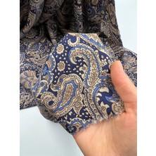 Elna Kumaş Şal Desenli Viskon Kumaş – Paisley Mavi Bej Tonlar Elbise Kumaşı | 150 cm En | ELNV92
