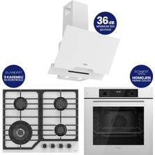 Ferre Flowart Digital Asimetrik Beyaz Cam Ankastre Set QBL63CB+NT026-WFA+D064-SA