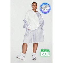 Vladivosto Beli Lastikli Ekstra Bol Rahat Kalıp Yüksek Bel Baggy Büyük Beden Şort