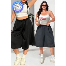 Vladivosto Beli Lastikli Ekstra Bol Rahat Kalıp Yüksek Bel Baggy Büyük Beden Şort