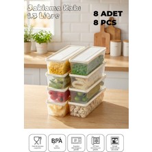 Mikrodalga ve Derin Dondurucuya Uygun Freshkeep Saklama Kabı 8'li Set - Krem / 8*1300 ml