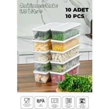 Mikrodalga ve Derin Dondurucuya Uygun Freshkeep Saklama Kabı 10'lu Set - Beyaz / 10*1300 ml