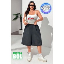 Vladivosto Beli Lastikli Ekstra Bol Rahat Kalıp Yüksek Bel Baggy Büyük Beden Şort