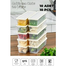 Mikrodalga ve Derin Dondurucuya Uygun Freshkeep Saklama Kabı 10'lu Set - Krem / 10*1300 ml