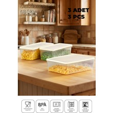 Mikrodalga ve Derin Dondurucuya Uygun Freshkeep Saklama Kabı 3'lü Set - Krem / 2*1300ML - 1*4000 ml