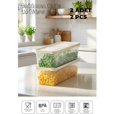 Mikrodalga ve Derin Dondurucuya Uygun Freshkeep Saklama Kabı 2'li Set - Krem / 2*1300 ml