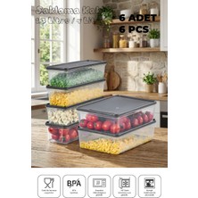 Mikrodalga ve Derin Dondurucuya Uygun Freshkeep Saklama Kabı 6'lı Set - Gri / 4*1300ML - 2*4000 ml