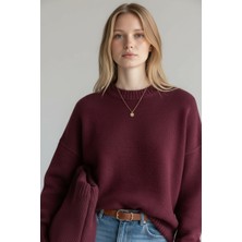 Vireo Club Basic Bisiklet Yaka Oversize Şardonlu Kazak