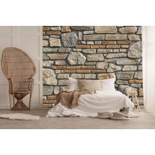 Grown Turuncu ve Gri Taşlı Duvar Kağıdı