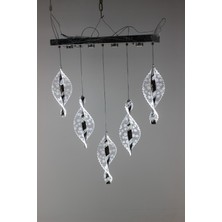 GN Gen Aydınlatma Premium Dönence Serisi Puantiyeli Gümüş Kaplama 5'li Sıralı Serisi Modern Ledli Sarkıt Avize