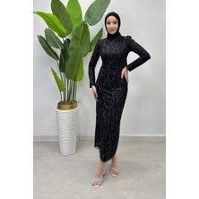 Tesettür Diyarı Kadın Işlemeli Tesettür  Abiye  - Siyah