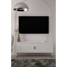 Demonte Decor TV1352DD Retro-32 Tv Sehpası Beyaz-Gümüş