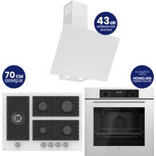 Ferre Flowart Digital 5 Gözlü Beyaz Cam Ankastre Set QBL63CB+BL136+D078-SA