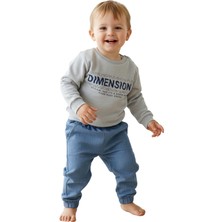 Çikoby Erkek Çocuk Baskılı Sweatshirt ve Kot Mavisi Dokuma Pantolon İkili Takım %100 Pamuk