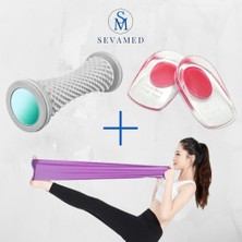 Topu Dikeni Için Set Egzersiz Yoga Lastiği Dikenli Masaj Topu ve Yumuşak Rahatlatıcı Tabanlık Kırmed