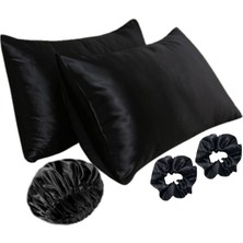 Ant Home Teks Premium Set Ikili Ipeksi Saten Yastık Kılıfı Toka ve Bone Kıvırcık Düz Dalgalı Saçlar