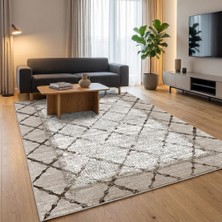 Carpettex Bej Baklava Desenli Açık Zemin Dijital Baskılı Kaymaz Tabanlı Yıkanabilir Modern Halı