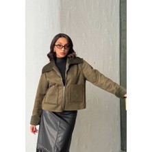 Caddebostan Moda Haki Süet Tavşan Lamine Mont Modern Premium Luxury Trend Tasarım Mont