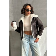Caddebostan Moda Kadın Peluş Süet Ceket Modern Premium Luxury Trend Tasarım Mont 1856