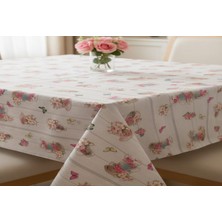 Ünal File Çicek Kelebek Desen Masa Örtüsü 140X250 cm Elyaf Tabanlı Yeni Model Masa Örtüsü