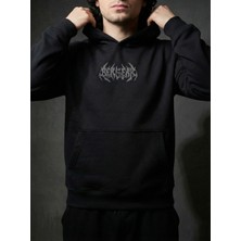 Liber Berserk Hoodie Siyah Anime Baskılı Oversize Kapüşonlu Sweatshirt