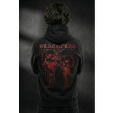 Liber Blackflag Siyah Sırtı Baskılı Hoodie Oversize Gotik Tasarım Sweatshirt