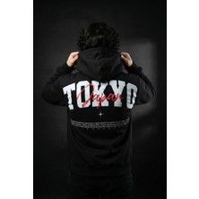 Liber Tokyo Japan Siyah Oversize Hoodie Sırtı Baskılı Streetwear Sweatshirt