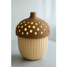 Antilop Yıldız Desenli Meşe Palamudu Tasarımlı LED Mumluk & Şekerlik – Kapaklı Dekoratif Aydınlatma