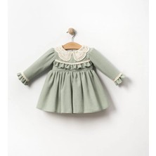 Aysskids Mılla Dantel Yakalı Vintage Uzun Kollu Bayramlık Özel Gün Kız Bebek Elbise