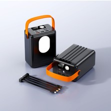 Matechno 80.000 Mah Hızlı Şarj Çift Aydınlatma Kamp Işıklı Çoklu Kablolu 3x USB 2x Type-C Çıkışlı LED Panel Powerbank