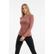 Abay Butik Kadın Fitilli Kaşkorse Bisiklet Yaka Basic Uzun Kollu Bluz