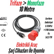 Bemis Elektrikli Araç Uyumlu Seyyar Uzatma Kablosu 10Metre CEE Norm 1/16A Fiş – 5/32A Priz | 3x2,5 TTR |