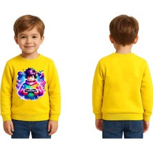 Sedirli Unisex Roblox Baskılı Çocuk Swaetshirt 3 Iplik Şardonlu