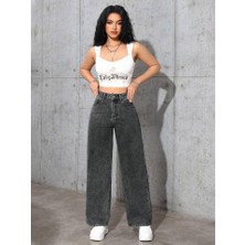 Linarose Kadın Palazzo Esnek Bol Paça Kot Pantolon