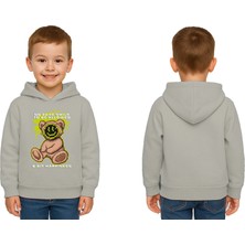 Sedirli Unisex Ayıcık Bear Baskılı Çocuk Swaetshirt Kapşonlu 3 Iplik Şardonlu