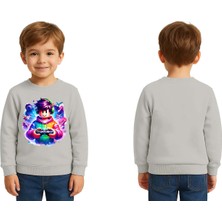 Sedirli Unisex Roblox Baskılı Çocuk Swaetshirt 3 Iplik Şardonlu