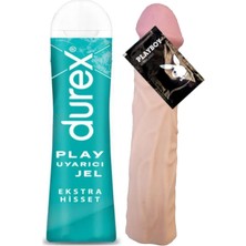 Durex Play Ekstra Hisset 50 ml + 5cm Ucu Dolgulu 19 cm Esnek Penisikalın Gösteren Kılıfı A-EP027 + Hediye