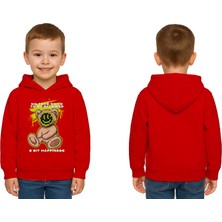 Sedirli Unisex Ayıcık Bear Baskılı Çocuk Swaetshirt Kapşonlu 3 Iplik Şardonlu